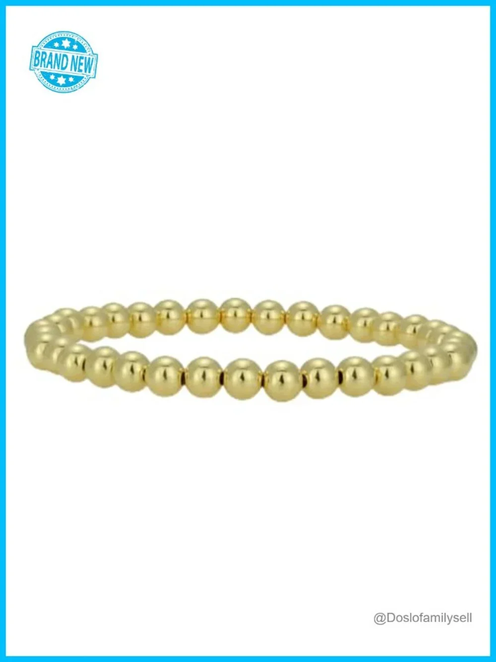14k Gold Filled Beaded Stretch Bracelet 5mm Stackable Waterproof Handmade